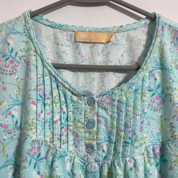 La Cera Nightgown Women's S Flannel Pockets Floral Grandma Cottagecore Peasant - Picture 5 of 16